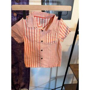 Toddler Boys Orange Stripe Button-Up Shirt 3T By Cat & Jack™